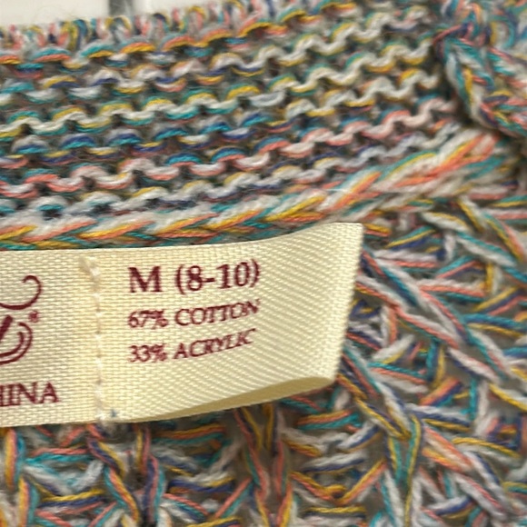 Gray & Multi Colored Crochet Knit Crew Neck Sweater Sz MED NWOT FIRM PRICE! - Picture 4 of 5